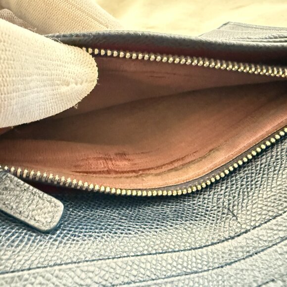 $899 Authentic BVLGARI Made in ITALY Unisex Navy Blue Leather Bifold Long Wallet - Picture 9 of 12